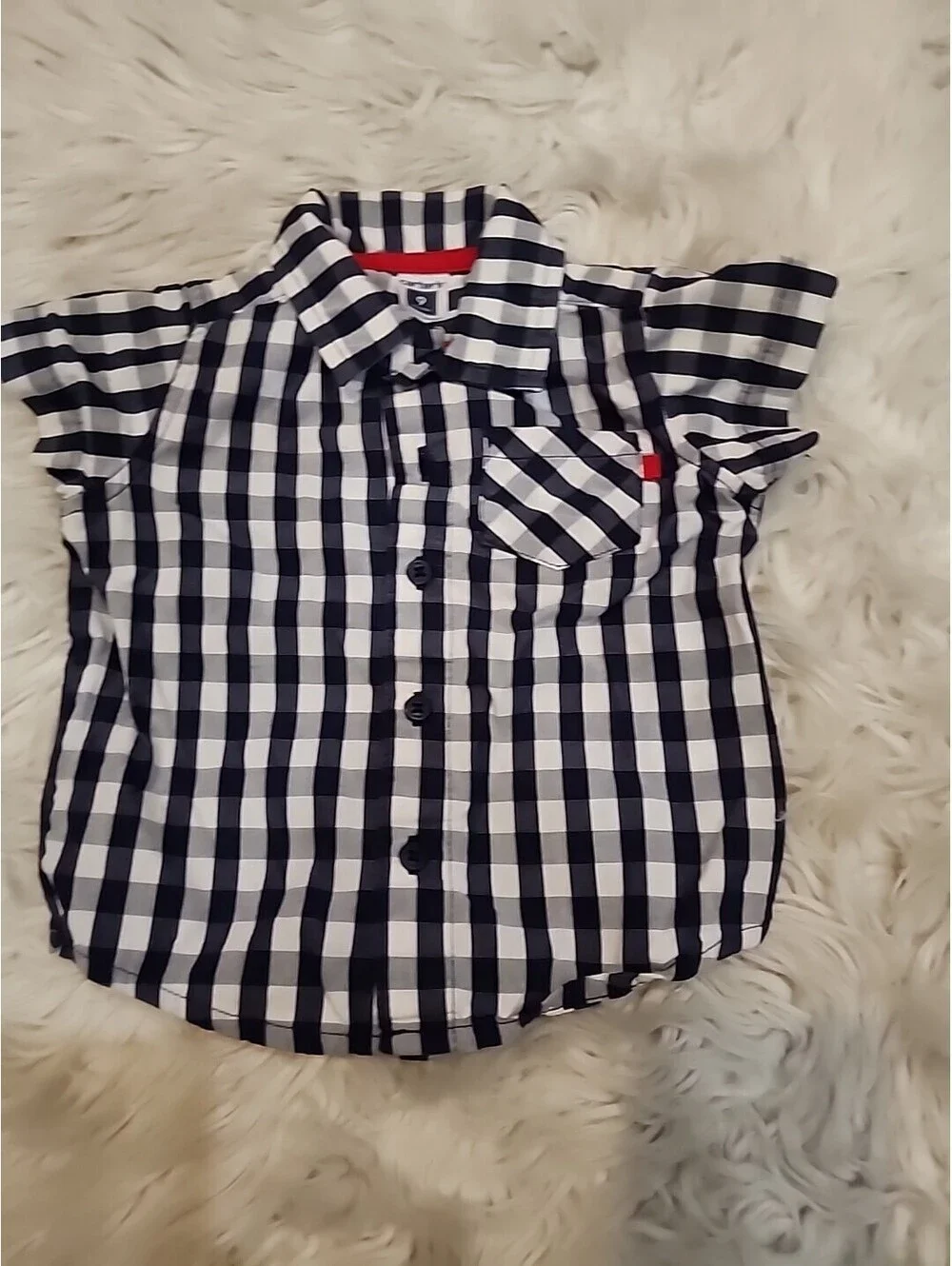 Baby Boy short sleeve Black plaid button shirt Carter’s 9 months G18 Indonesia